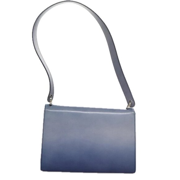Salvatore Ferragamo Gancini Shoulder Bag Patent Leather Blue Silver Auth 103861 - Picture 2 of 16